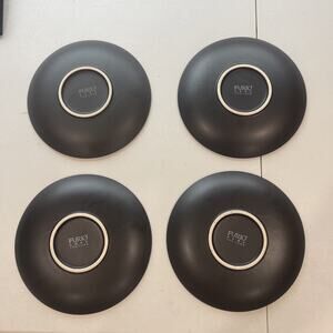 FURIO HOME THAILAND Onyx Salad Plates 8.5" Black Matte Asian Modern Set of 4